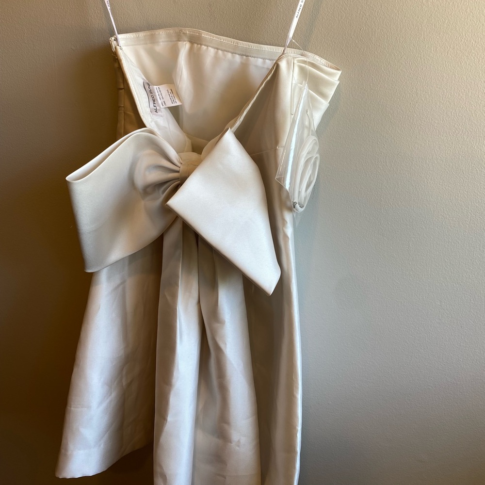 Alfred Sung Oversize Bow Back Strapless Mini Dress Size 8 Regular Ivory - Picture 10 of 12